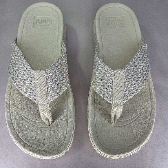 NWOT FitFlop Women's Surfa Multi-Tone Webbing Toe-Post Sandals - Paris Beige - Picture 3 of 6